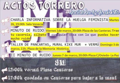 Cartel Actos Torrero #hacialahuelgafeminista 2019