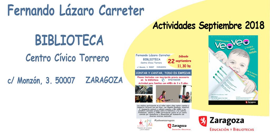 Actividades Biblioteca Lázaro Carreter para Septiembre 2018