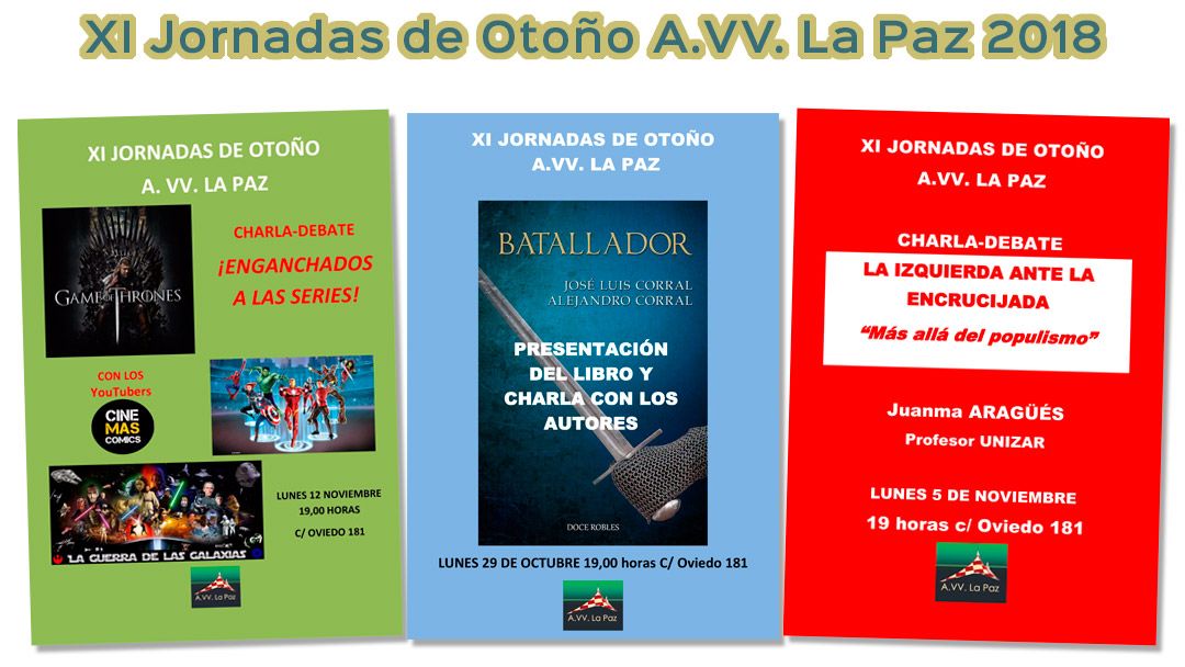 Programación de las XI Jornadas de Otoño A.VV. La Paz