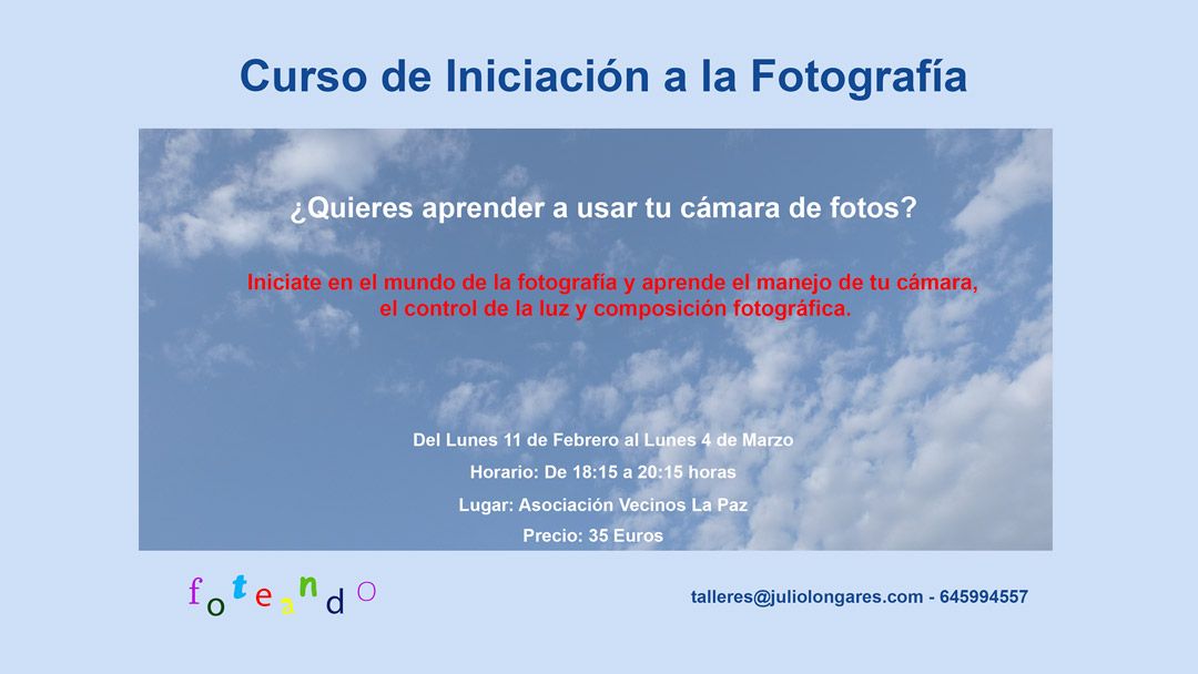 Curso de iniciación a la fotografía en la Av La Paz