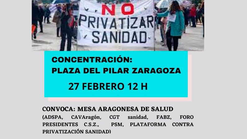 Concentración contra la privatización de la sanidad: 27 FEB