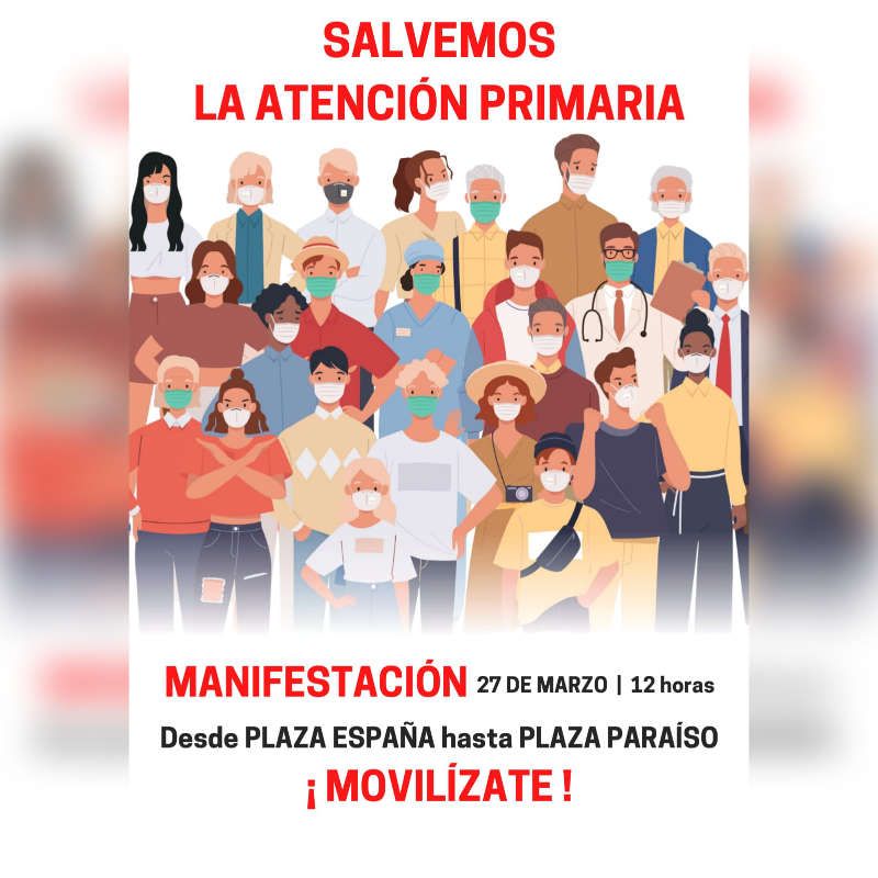 Manifestación Salvemos la Atención Primaria el 27 de marzo