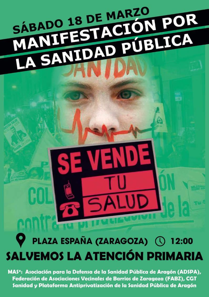Manifestación por la Sanidad Pública, Sábado 18 de Marzo