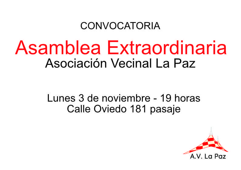 Asamblea Extraordinaria AV La Paz: 3 de noviembre