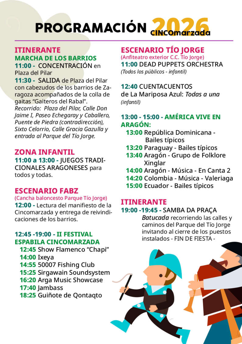 Cincomarzada 2026 programacion